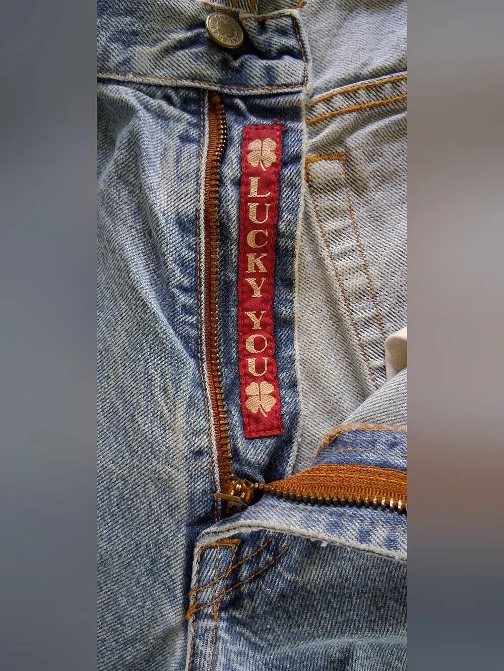 VTG Lucky Brand 74 Boot Leg Jeans 34x34 USA Made Distressed Thrashed
